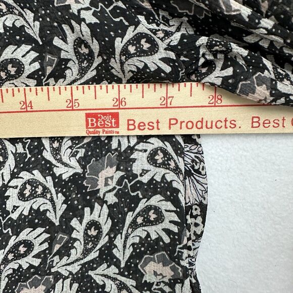 Free People Button Up Blouse Sz M Dani Black Paisley Snakeskin Semi Sheer Shirt - Picture 9 of 11